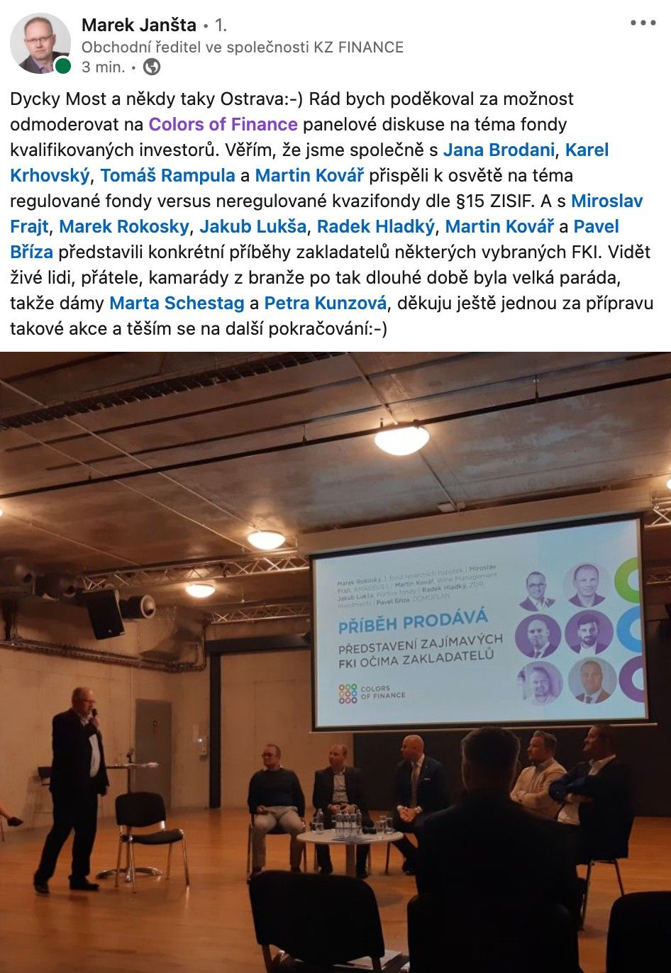 reakce na konferenci Colors of Finance