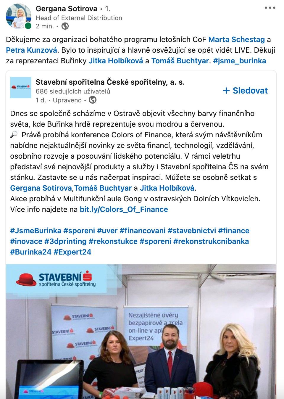 reakce na konferenci Colors of Finance