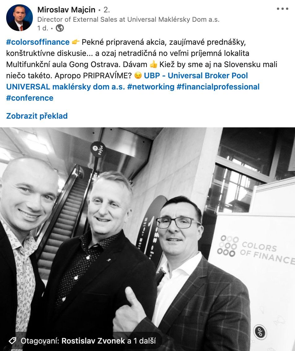 reakce na konferenci Colors of Finance