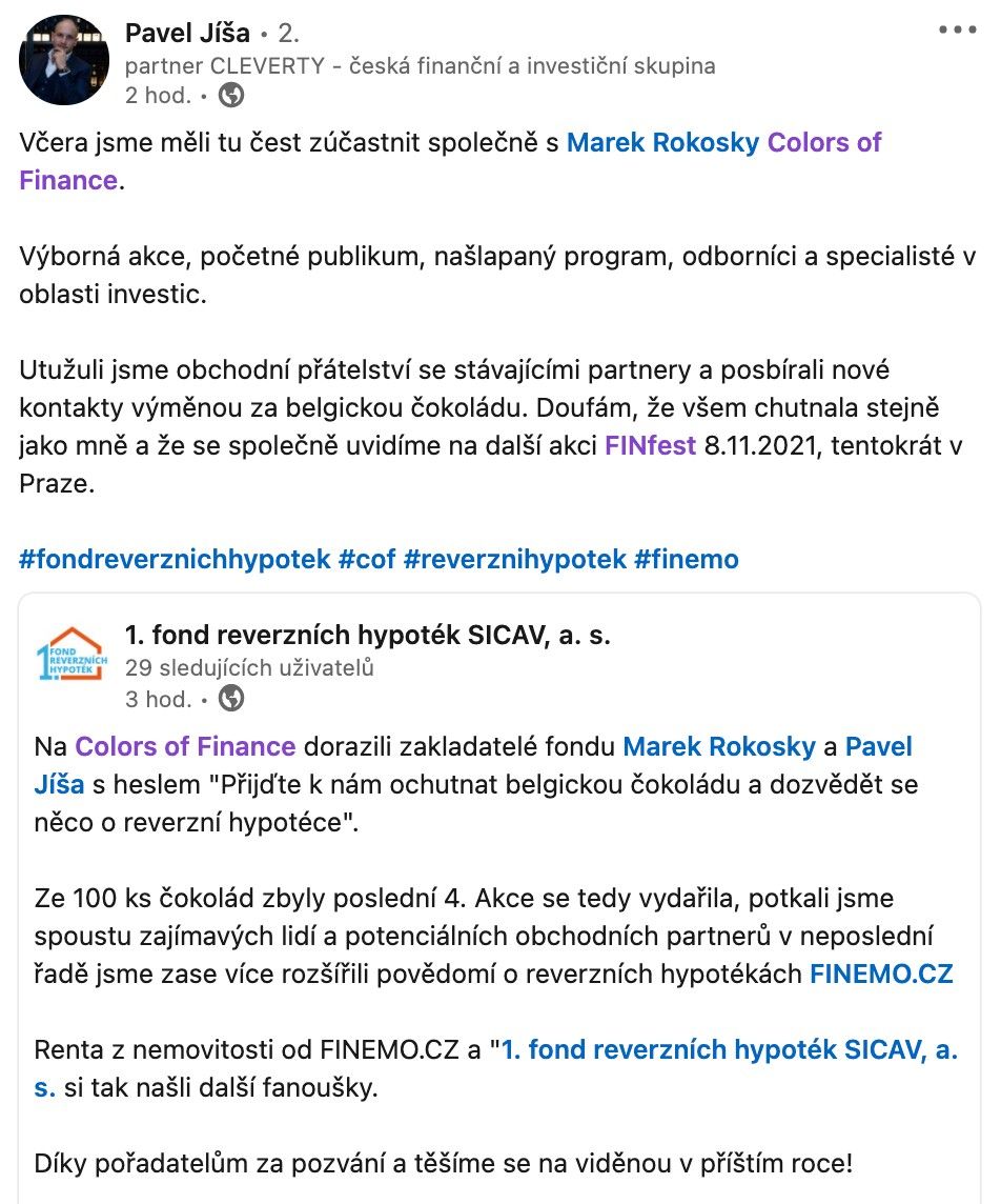 reakce na konferenci Colors of Finance